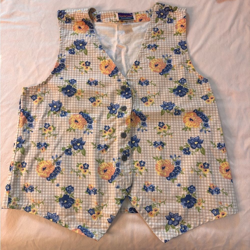 Vintage grandma core cotton fall floral vest